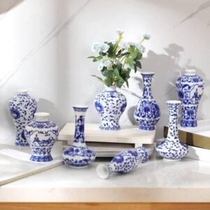 Maxcheck 12 Pcs Porcelain Blue and White Vase